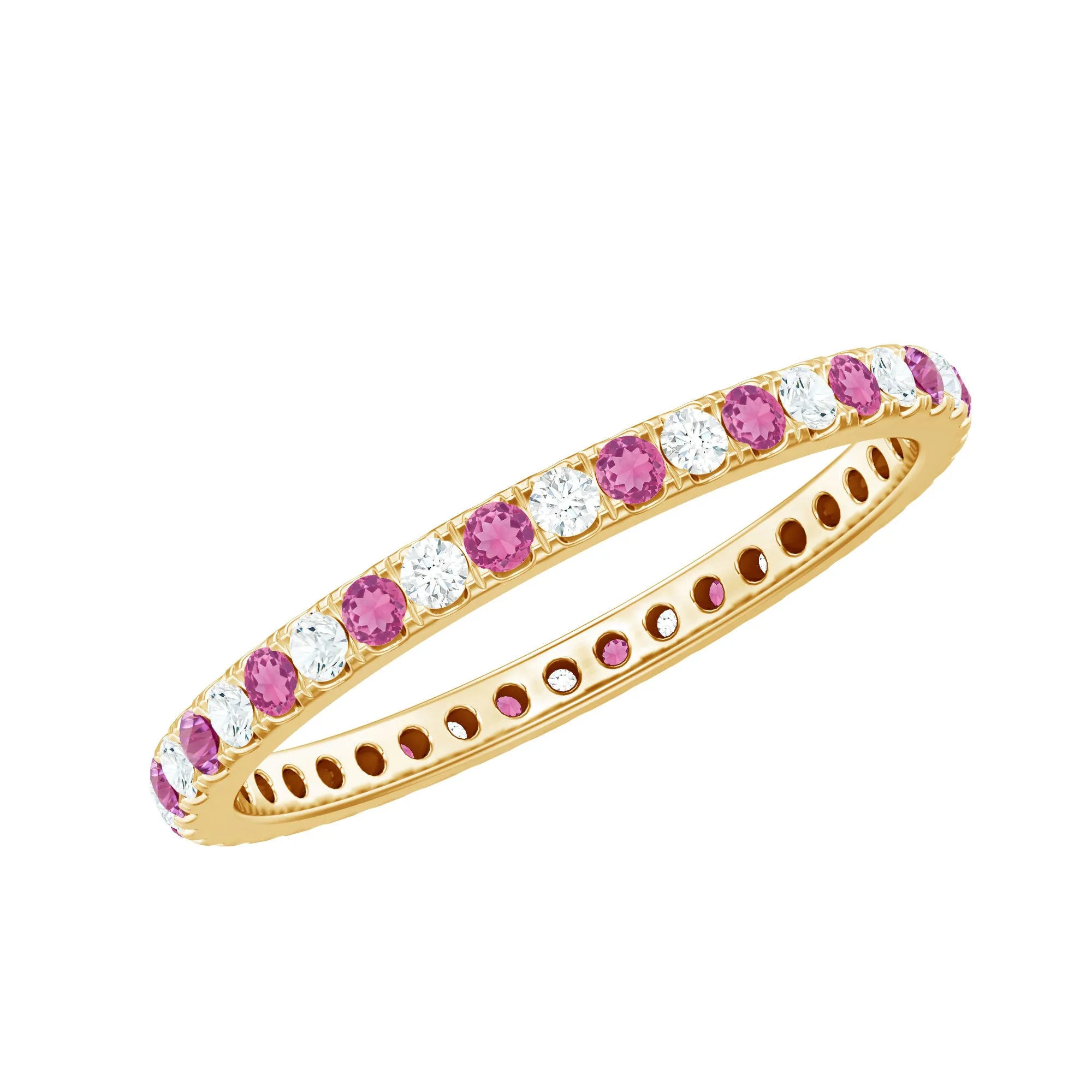 Pink Tourmaline and Diamond Stackable Ring