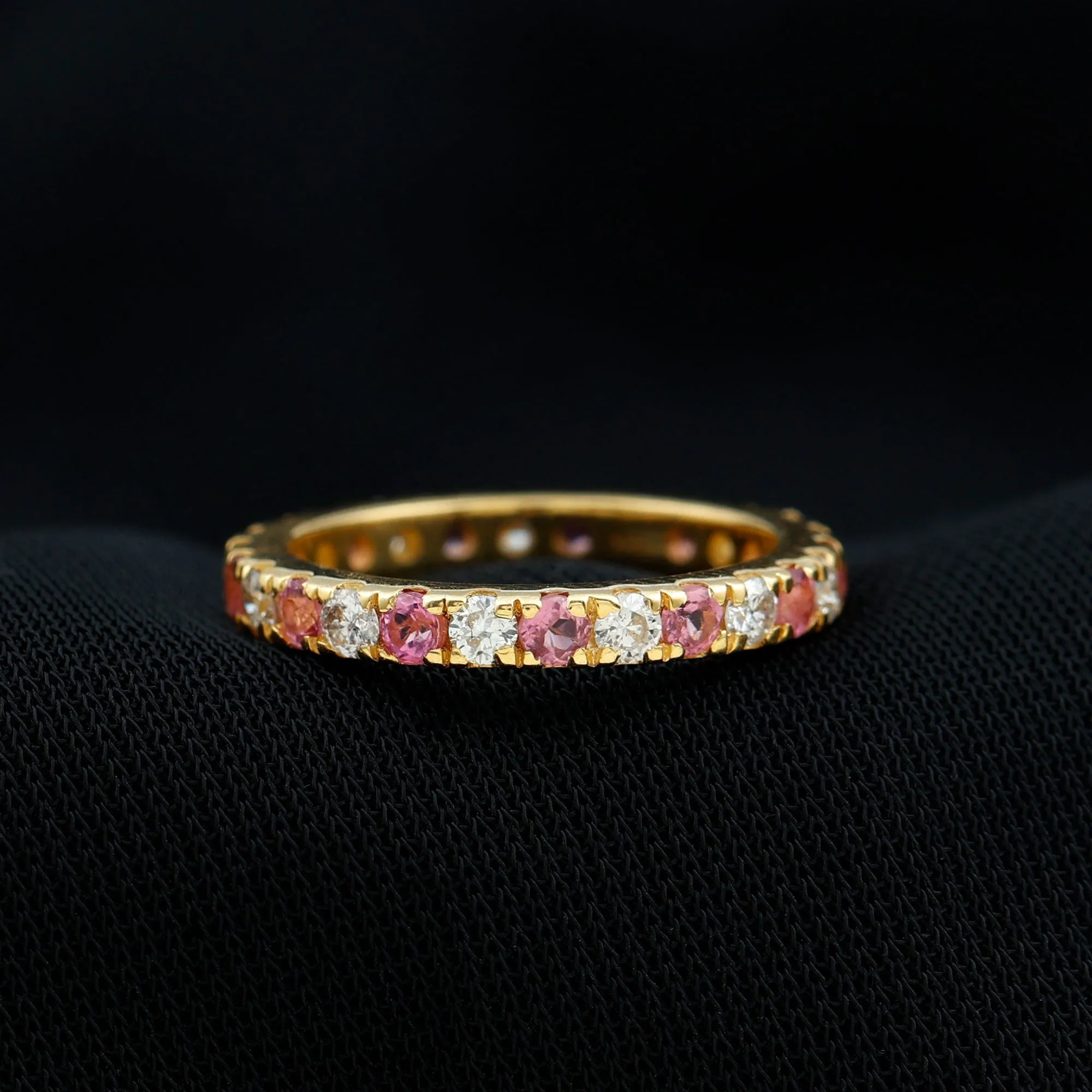 Pink Tourmaline and Diamond Stackable Ring