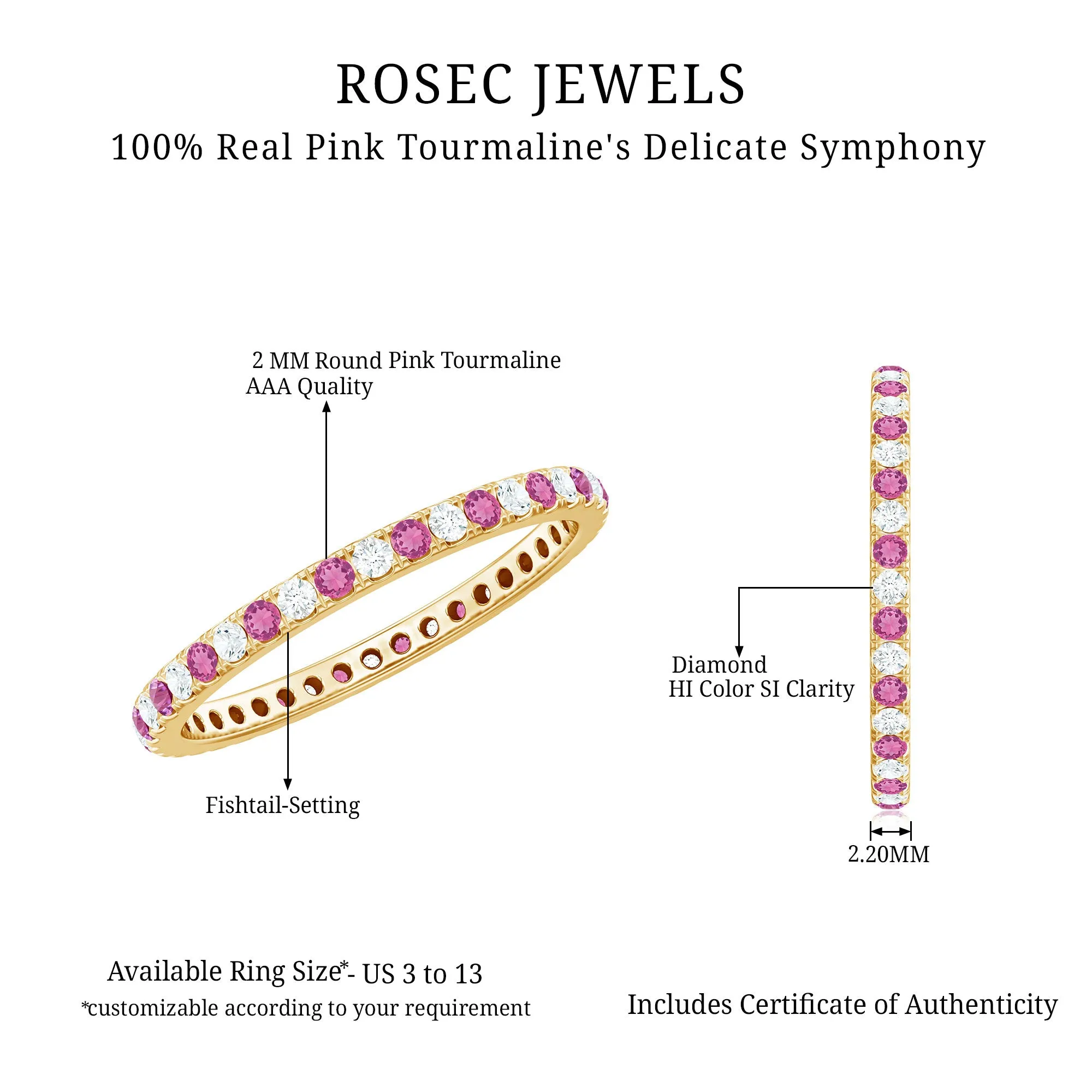 Pink Tourmaline and Diamond Stackable Ring