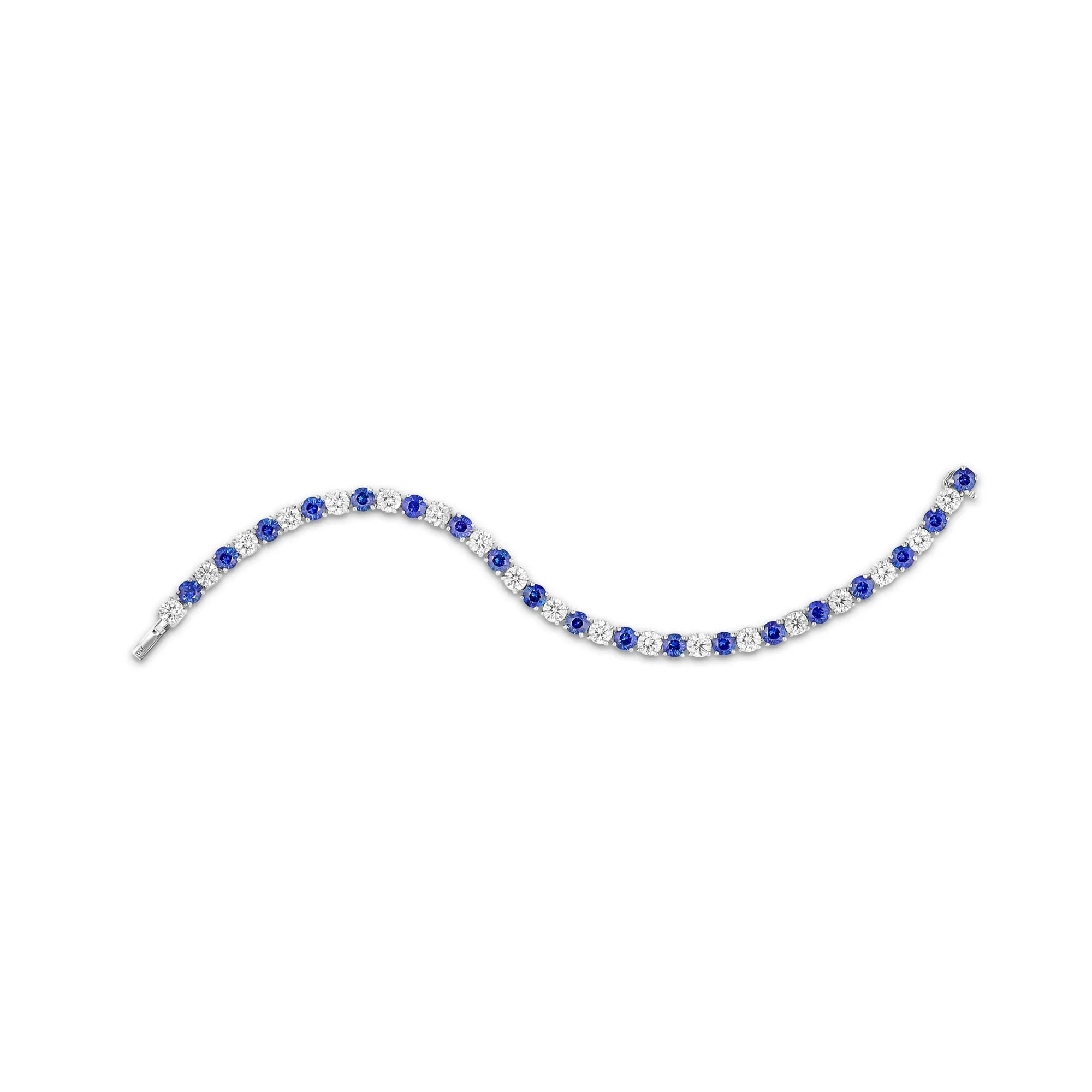 Platinum Line Bracelet with Sapphire and Diamonds