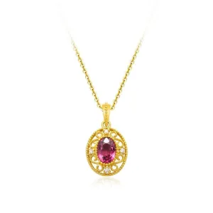 "Carolyn" Red Garnet 14K Yellow Gold Necklace