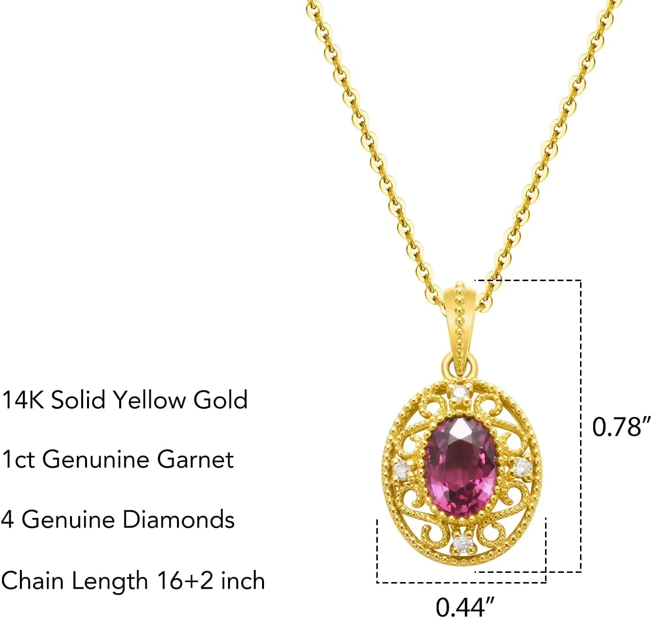"Carolyn" Red Garnet 14K Yellow Gold Necklace