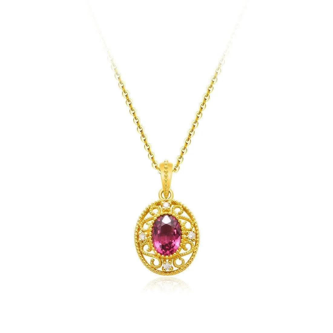"Carolyn" Red Garnet 14K Yellow Gold Necklace