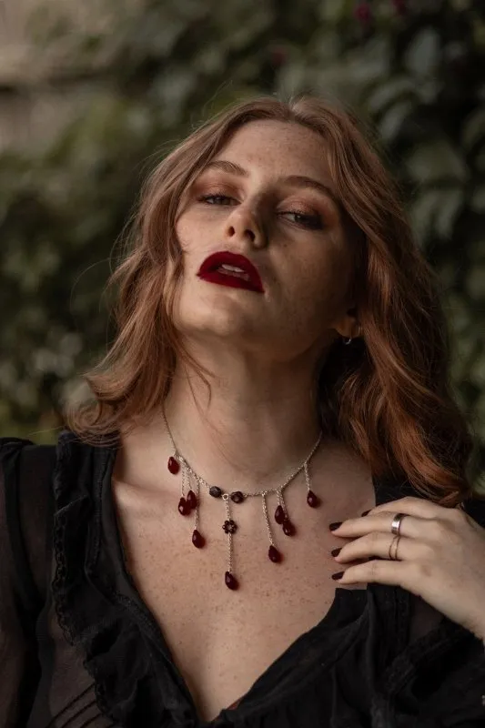 Red Garnet "Queen of The Damned" Halloween Choker Necklace