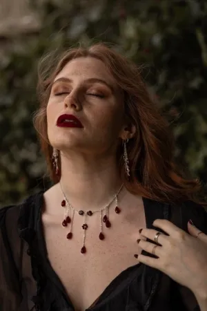 Red Garnet "Queen of The Damned" Halloween Choker Necklace