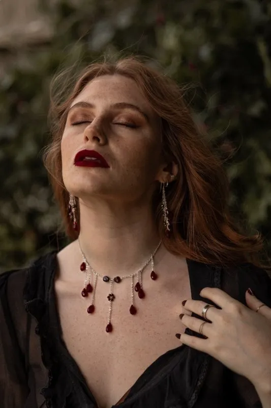 Red Garnet "Queen of The Damned" Halloween Choker Necklace