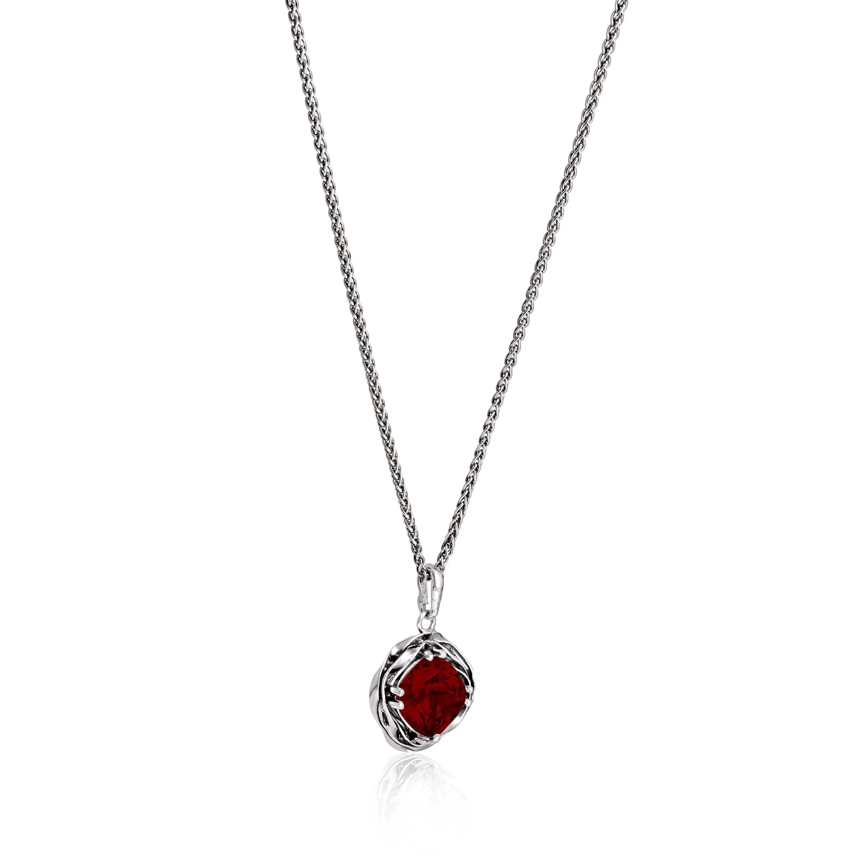 Statement Sterling Silver Garnet CZ Wrap Necklace