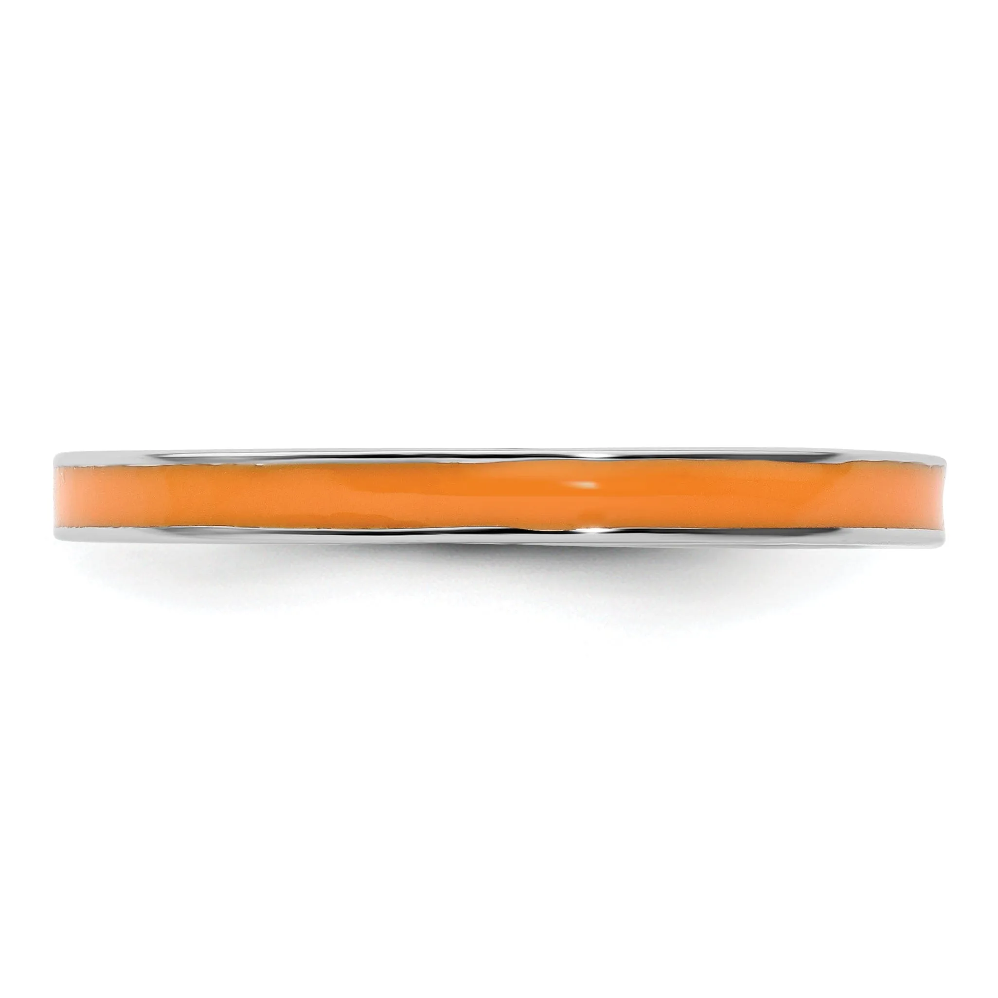 Sterling Silver Orange Enameled 2.25MM Ring