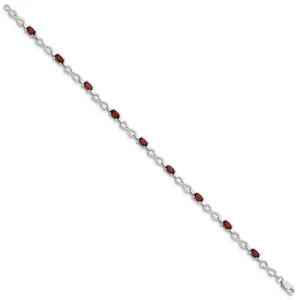 Sterling Silver Rhodium-plated Garnet Bracelet QX837GA