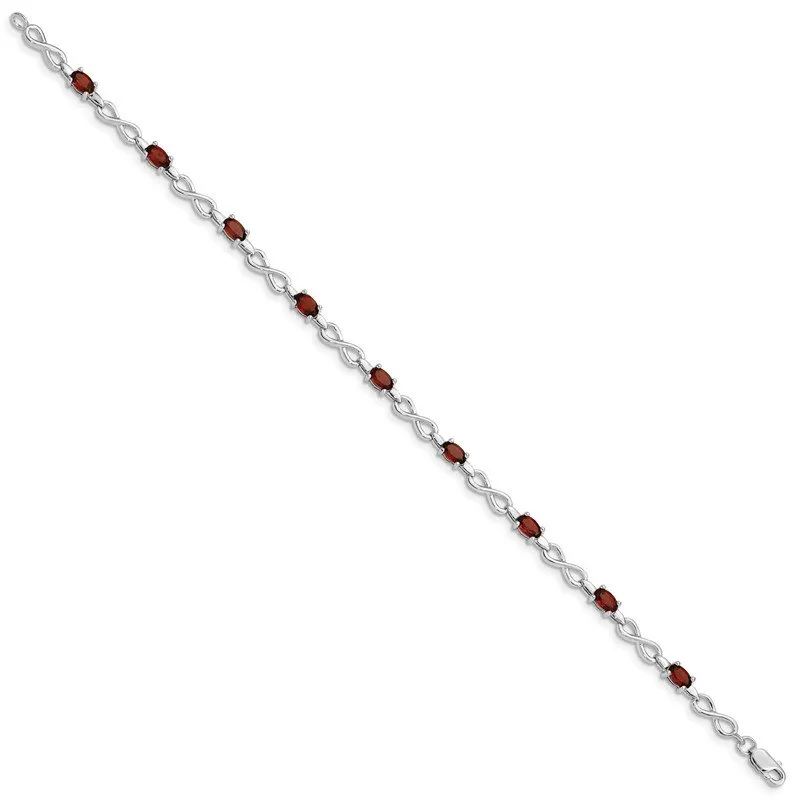 Sterling Silver Rhodium-plated Garnet Bracelet QX837GA