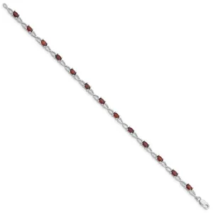 Sterling Silver Rhodium-plated Garnet Bracelet QX842GA