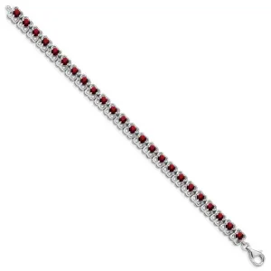 Sterling Silver Rhodium-plated Garnet Bracelet QX850GA