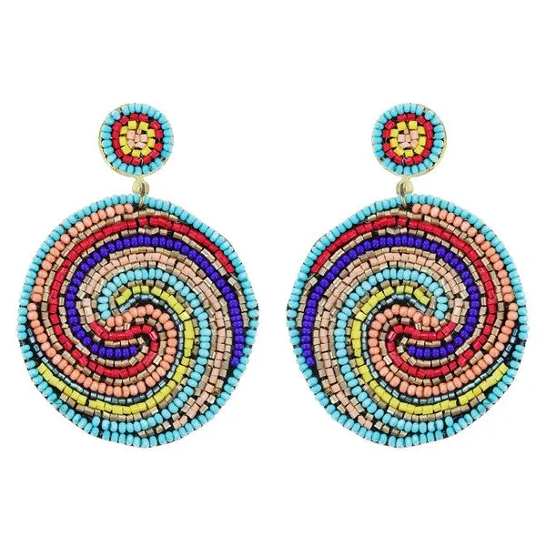SWIRL SEED BEAD DANGLE EARRINGS