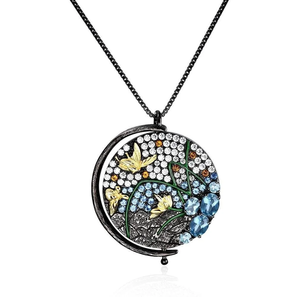 Unique Rotatable Butterfly Handmade Pendant Necklace