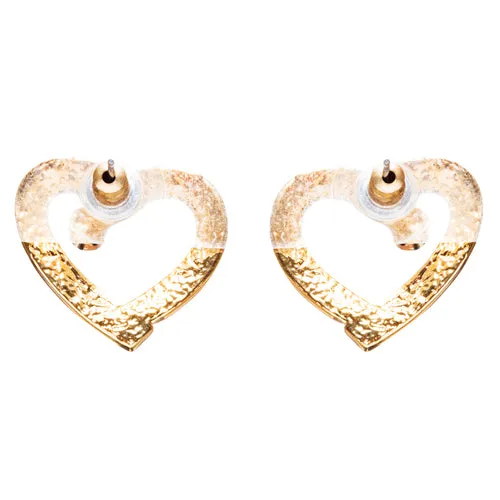 Valentines Jewelry Crystal Rhinestone Chic Open Heart Earrings E927 Gold