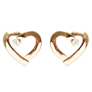 Valentines Jewelry Crystal Rhinestone Chic Open Heart Earrings E927 Gold