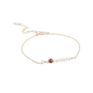 Womens 14K Gold Pearl Garnet Beaded Bracelets Birthstone Jewelry For Women